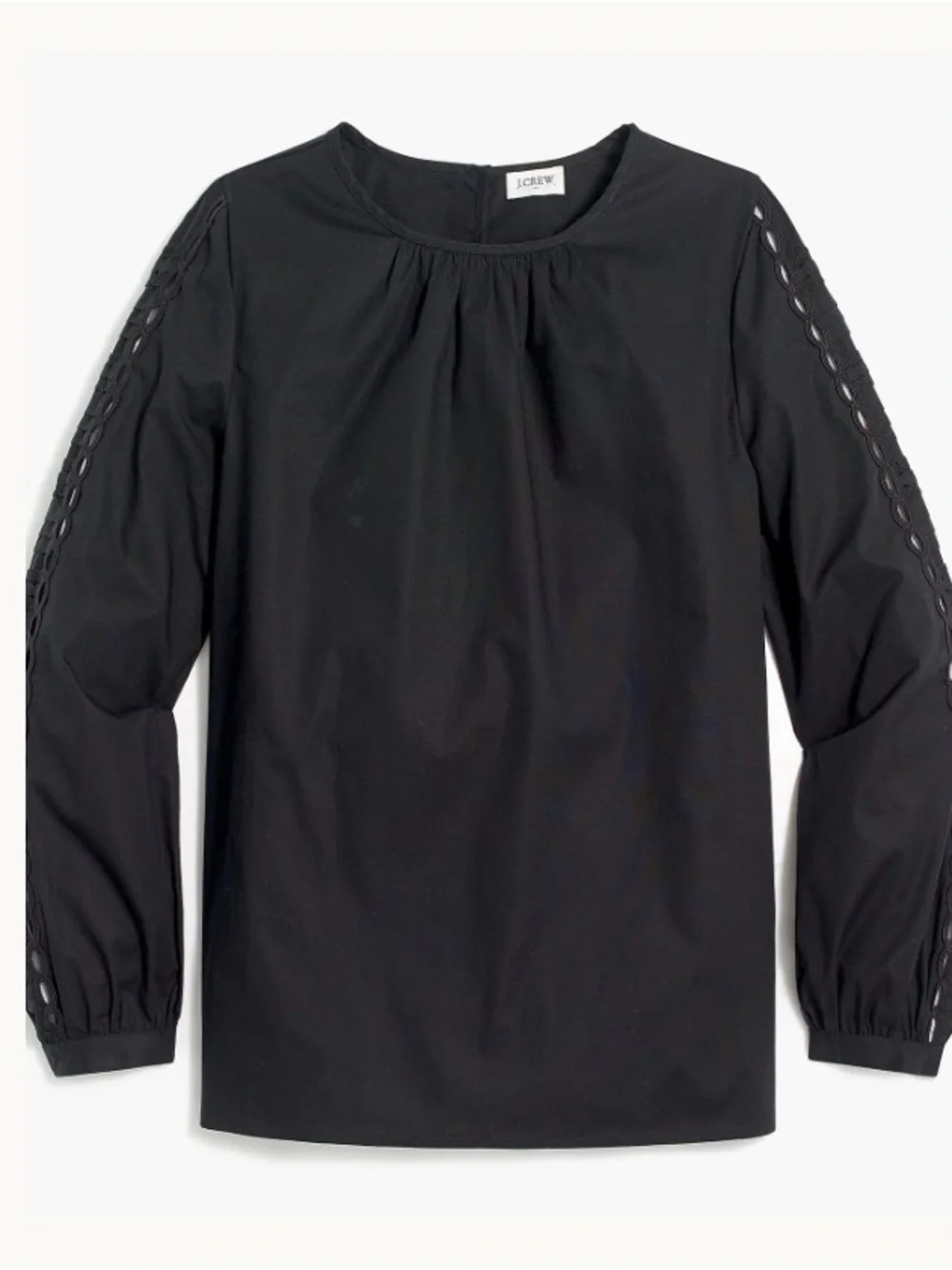J. Crew Black Women’s Eyelet Pintuck Sleeve Blouse Size Small